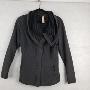 Lucy Womens S Funnel Neck Asymmetrical Snap Zip Sweatshirt Dark Gray Cozy Lounge